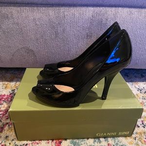 Gianni Bini patent leather peep toe pumps